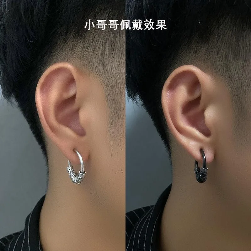 New Pop Punk Dragon Totem Cross Pendant Earrings for Men/Women Stainless Steel Vintage Gothic Cool Party Jewelry