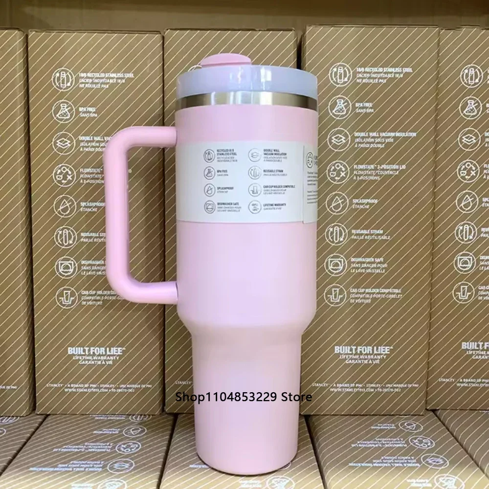 الأكثر مبيعا 40oz الوردي فراغ معزول سيارة القدح مزدوجة الجدار الصلب غطاء من القش مانعة للتسرب الباردة الأساسية 2025