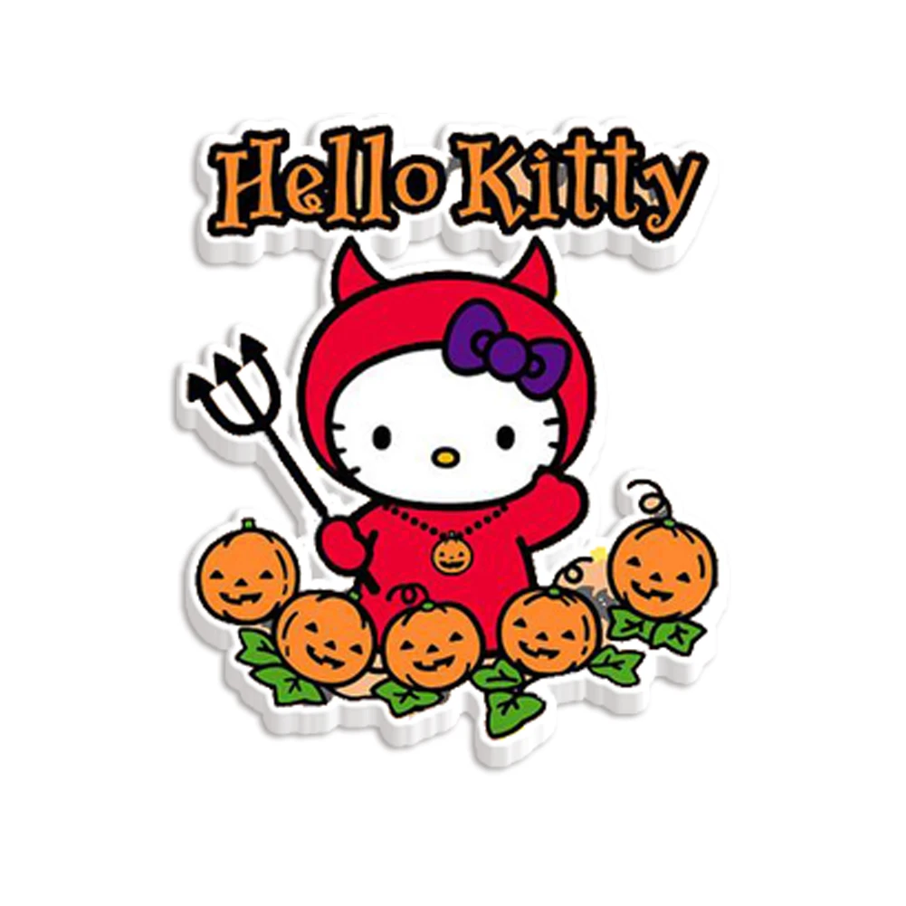 Mini 10 sztuk/partia Sanrio Halloween Hello Kitty płaska żywica akrylowa niestandardowa kokardka do włosów