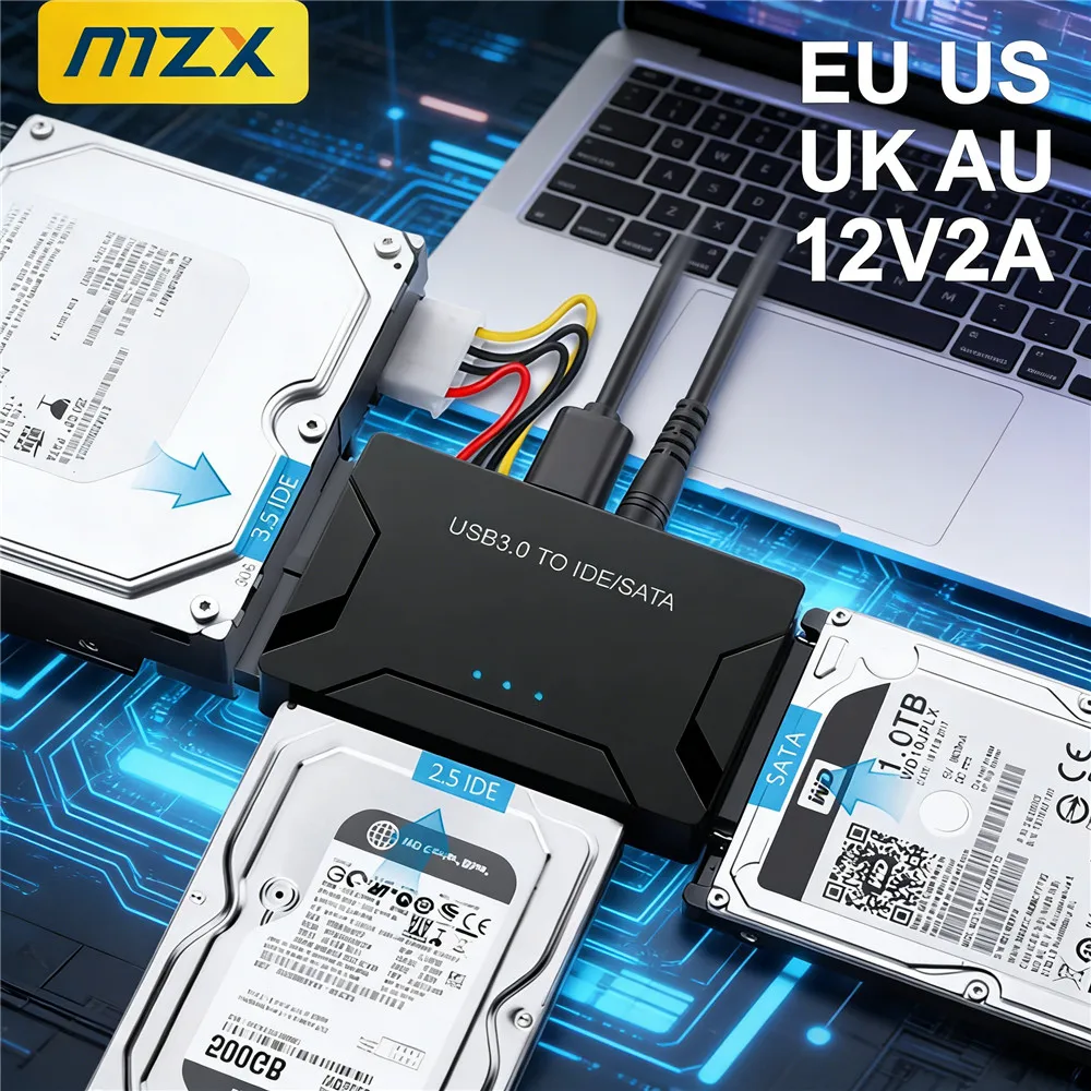 

3 HDD USB 3.0 to SATA IDE Converter Adapter Hard Drive Disk Cable 2.5" 3.5" Extension Expand 6TB Laptop PC Computer Accessories