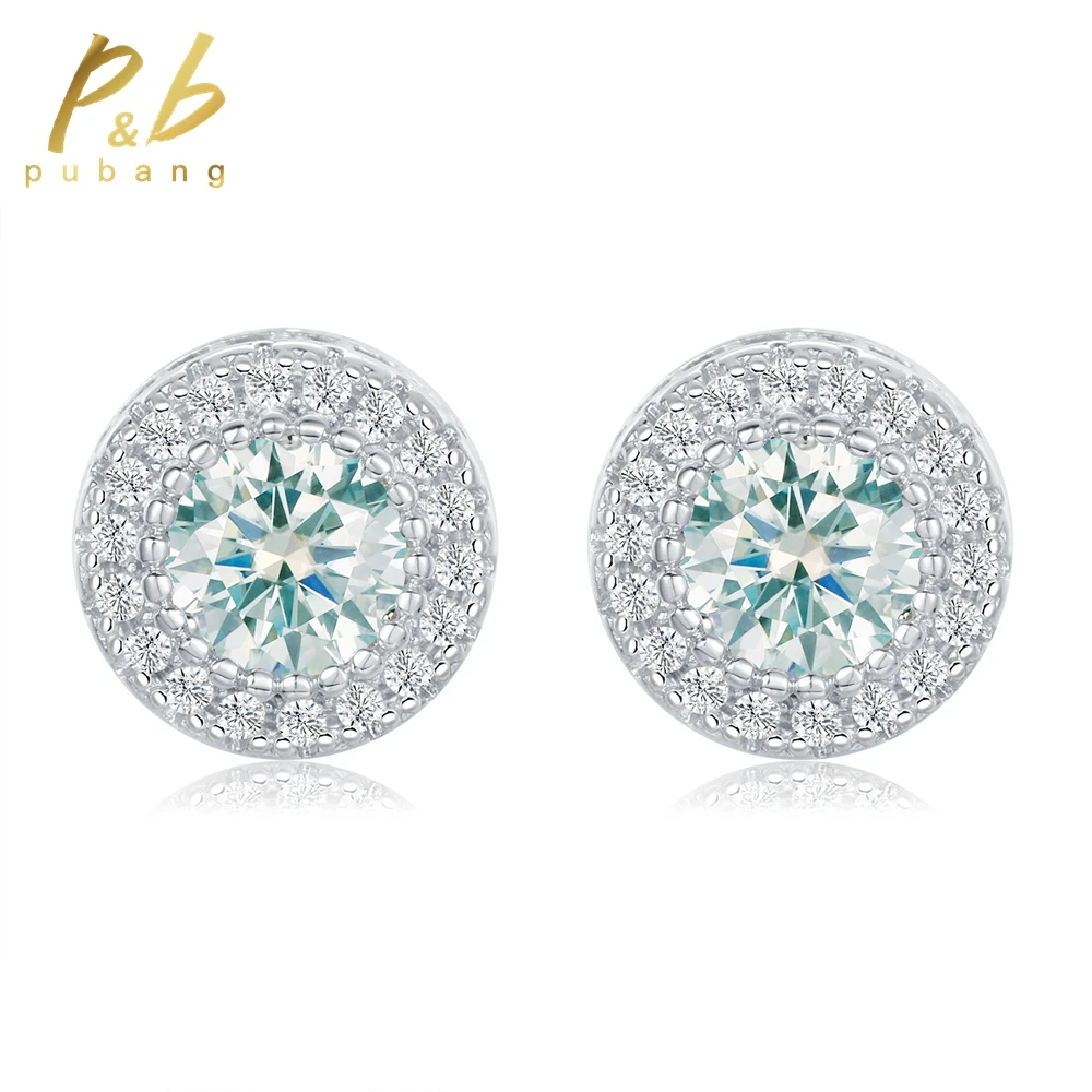 

PuBang Fine Jewelry Real 925 Sterling Silver GRA Moissanite Diamond Luxury Stud Earrings for Women Men Engagement Gift Wholesale