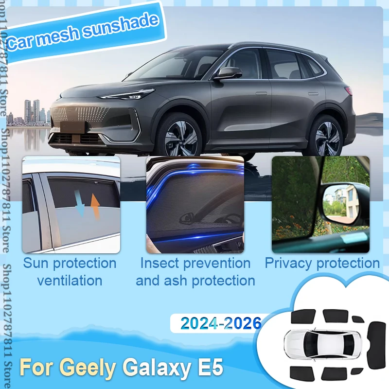 

Магнитный автомобильный солнцезащитный козырек для Geely Galaxy E5 EX5 2024 2025 Аксессуары Proton e.MAS 7 Шторка на лобовое стекло Боковая шторка на окно