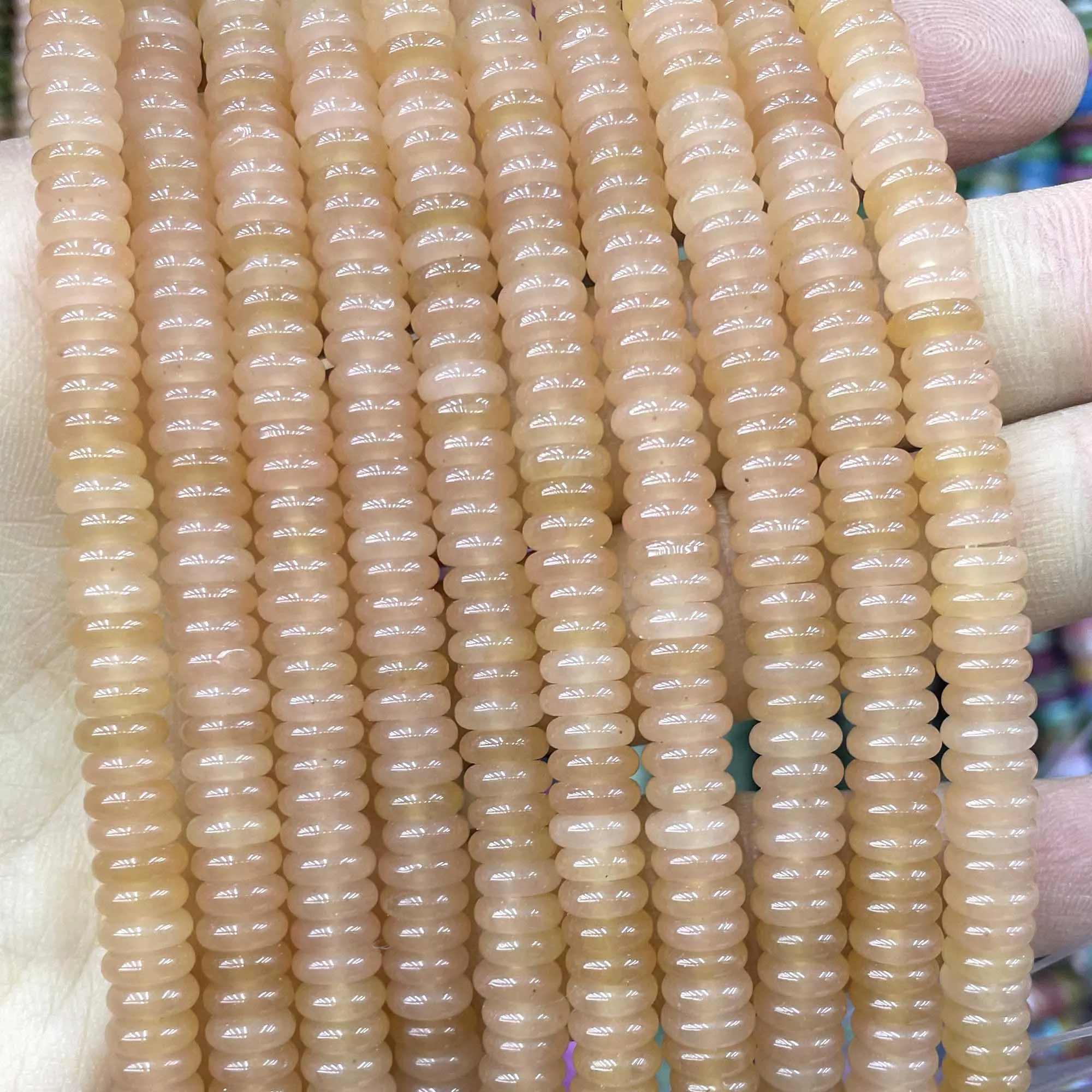 Natural Stone Flat Rondelle Light orange Jade Chalcedony Abacus Spacer Beads For Jewelry Making Diy Bracelet Necklace  2X6MM
