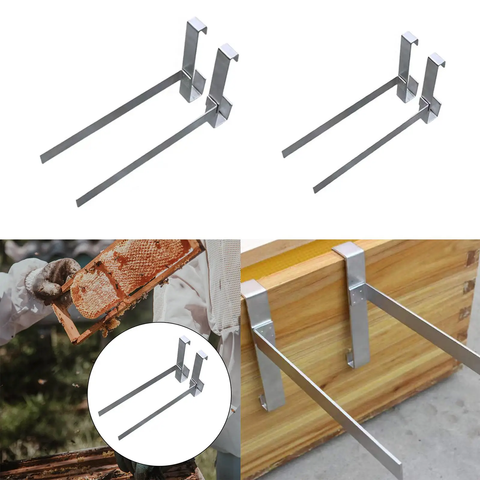 2Pcs Beehive Frame Perch Holder, Lift Silver Stainless Steel Easy Installation