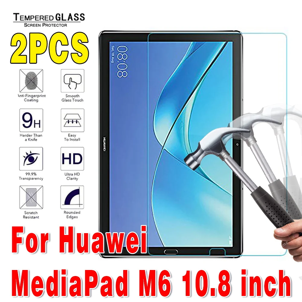 2Pcs Tempered Glass For Huawei MediaPad M6 10.8 inch Screen Protector 9H 0.3mm Tablet Protective Film