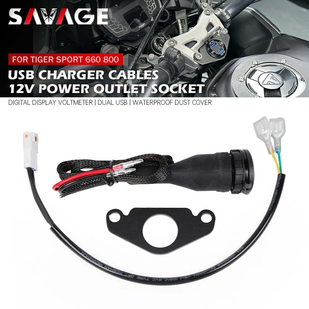 

Для Tiger Sport 800 660 мотоцикла QC3.0 USB зарядное устройство 12 В разъем питания двойной USB-разъем жгут проводов 2022-2025