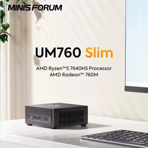 MINISFORUM Mini PC Gamer UM760 Slim AMD Ryzen 5 7640HS USB4.0 2*DDR5 5600 2.5G LAN 2*PCIE4.0 Windows 11 NUC Mini Computer WiFi6