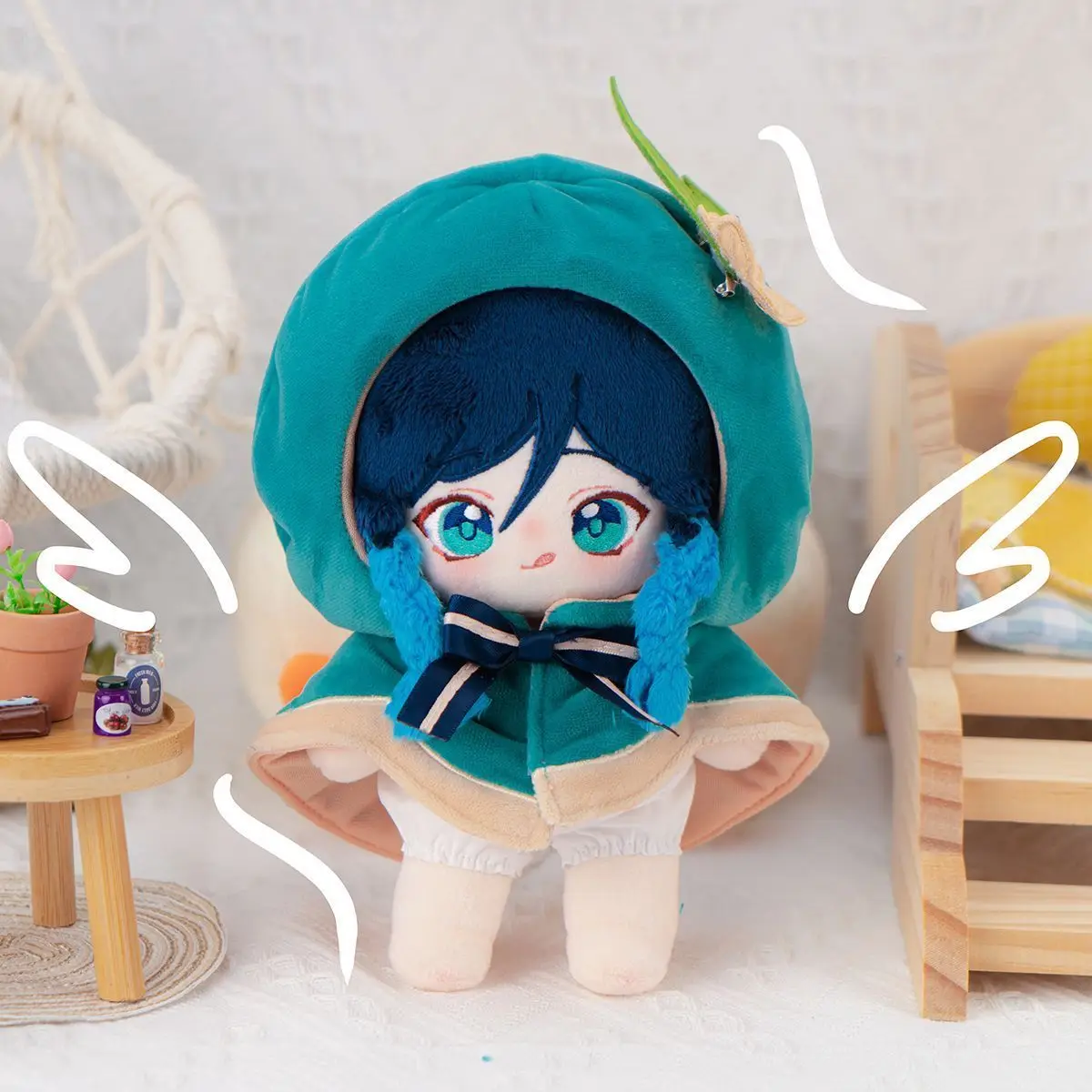 

20cm Game Genshin Impact Venti Attribute Plush Doll Dress Up Cotton Dolls Body Plushie Toys Cosplay Valentine Gift