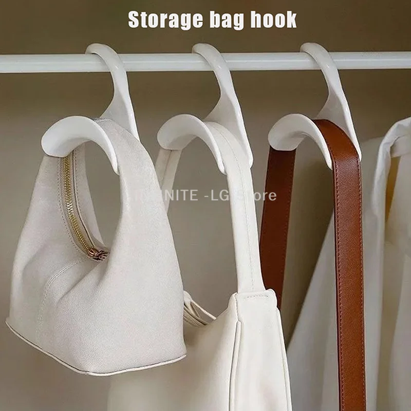 5pcs Widen Plastics Hanger Connection Hook Stackable Space Saving Storage Multifunctional Bag And Hat Hanging Rack