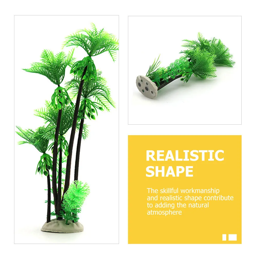 

2pcs Simulation Coconuts Tree Decor For Aquarium Fish Tank Plastic Artificial Landscape Wear-Resistant Mini Palm Aquatic