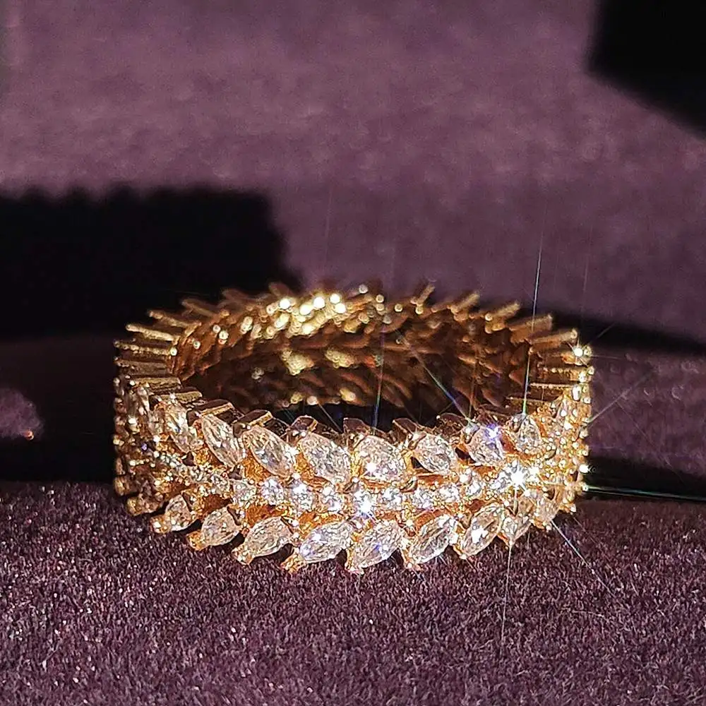 

Fashion Willow Leaf Design Non-Fading Simple Ring Elegant Minimalist Style Women's Jewelry Accessory R7035