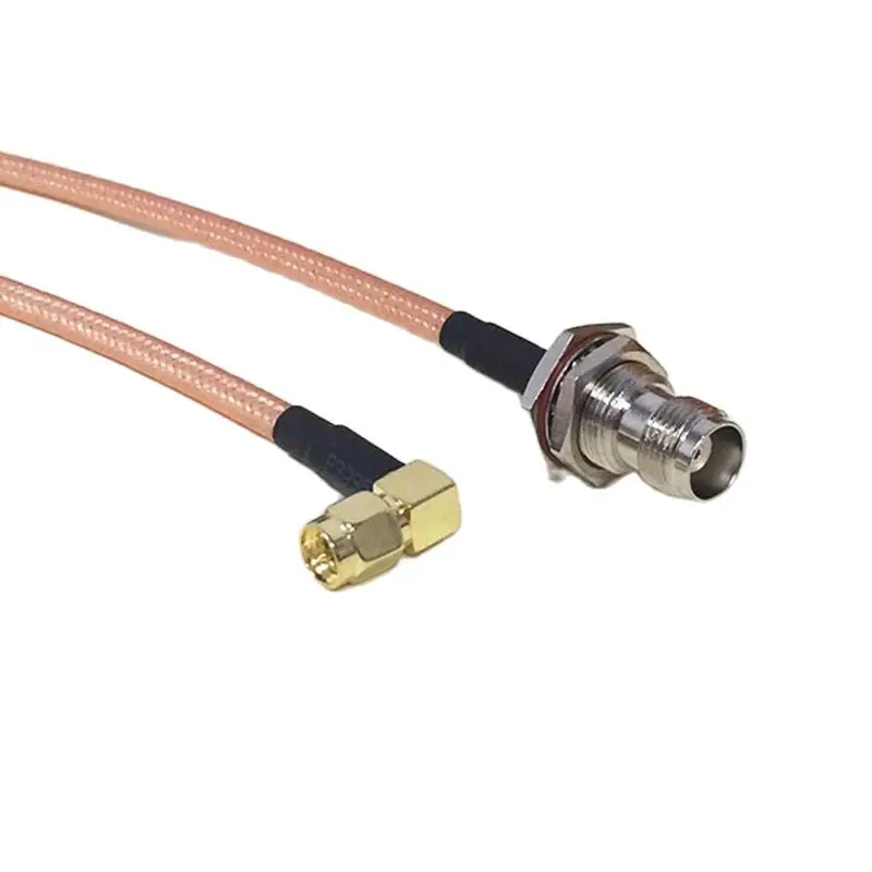 RF Coaxial Cable RG142 TNC Female Bulkhead Nut Switch SMA  Right Angle Male Plug Pigtail  50CM 20