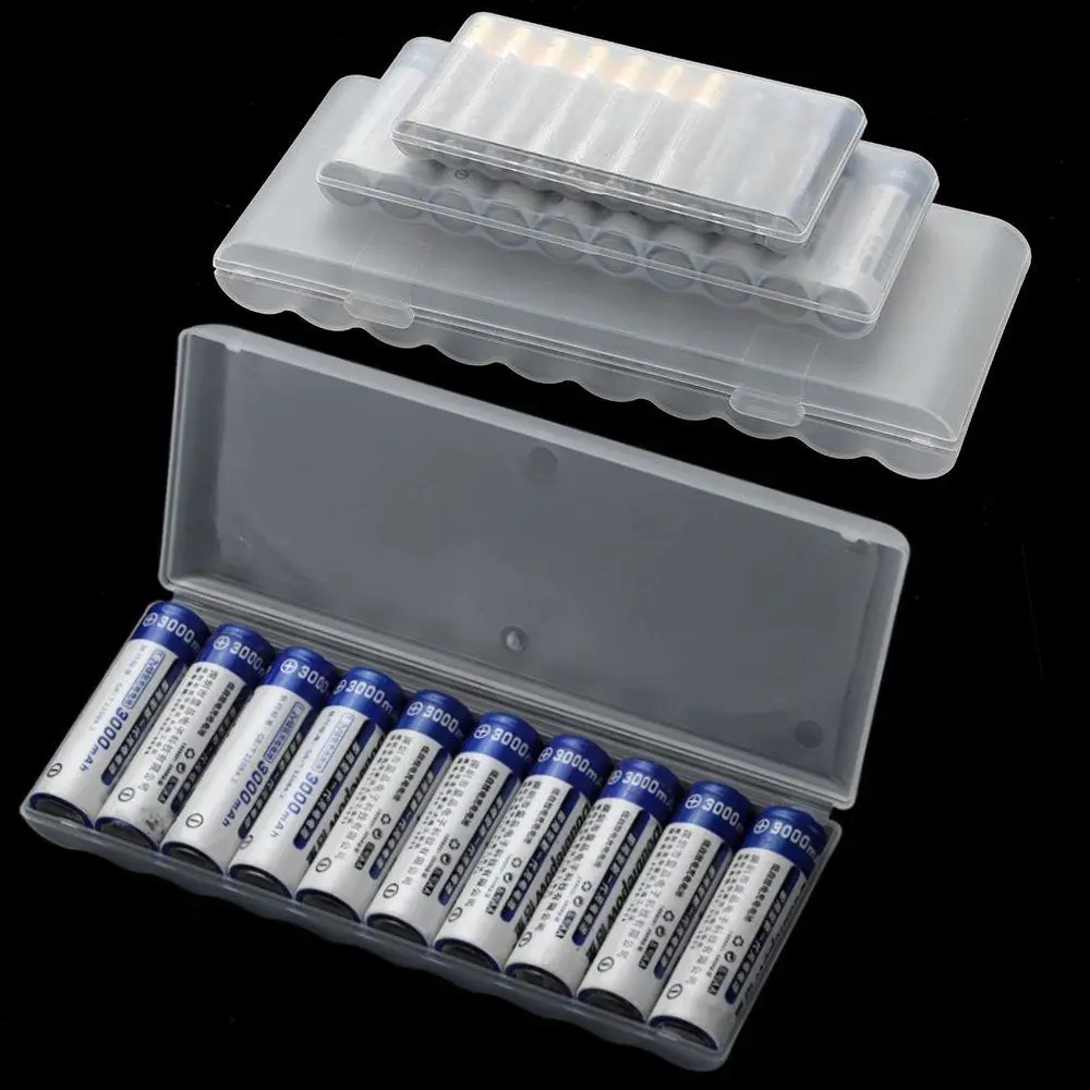 1PC 10 Slots Battery Storage Box For AAA/AA/18650 White Hard Plastic Battery Container Case Waterproof Organizer Accessories