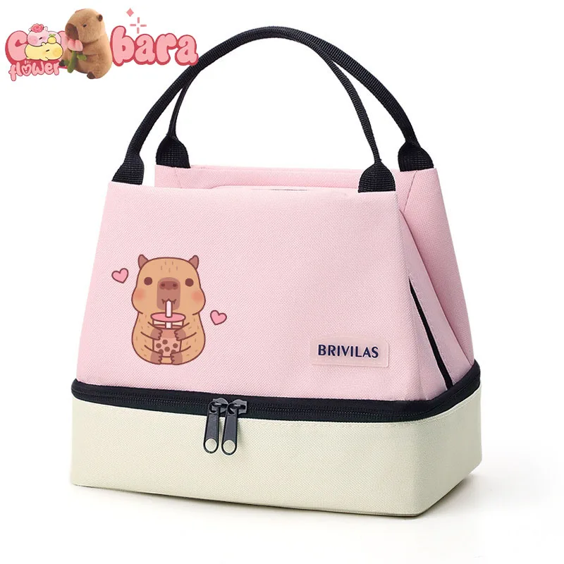 Capybara Insulated Lunch Bag, Portable Lunch Box Storage Bag, Foldable Insulated Cooler Handbag For Office School Picnic gift view 6