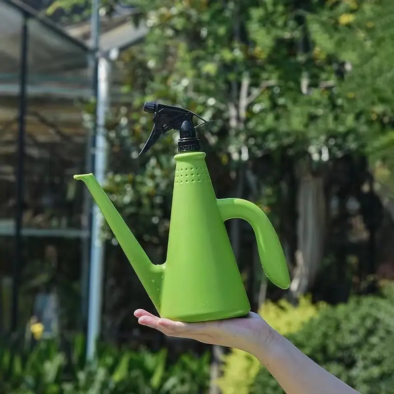 Regadera de plástico, suministros de jardinería, regadera a presión 2 en 1, lata pulverizadora de flores ajustable, jardín, 1L, Plan de plantas para el hogar Q1A9