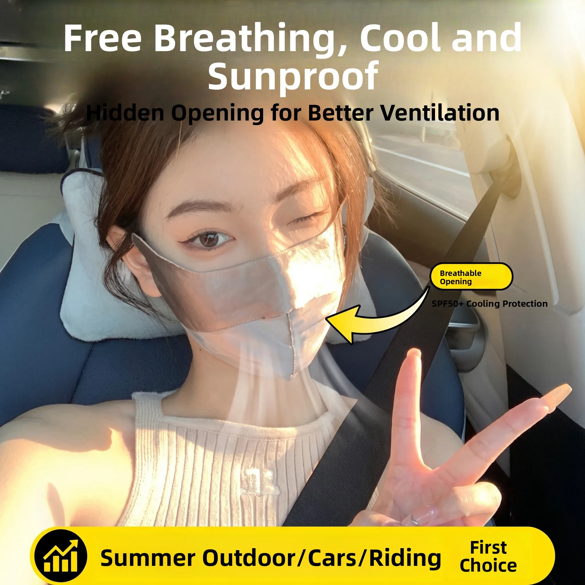 

Women's Sun Protection Face Mask Ice Silk Thin Breathable Summer UV Protection Mask High Aesthetic Value New 2026 Model
