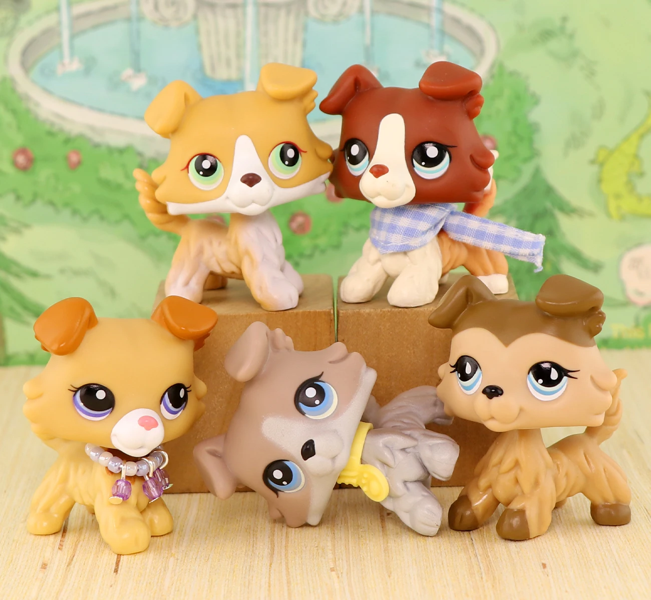 Ensemble de figurines de chien Collie, animalerie, jouets rares, 2210, 363, 1262, 2452, 1676, 5 pièces