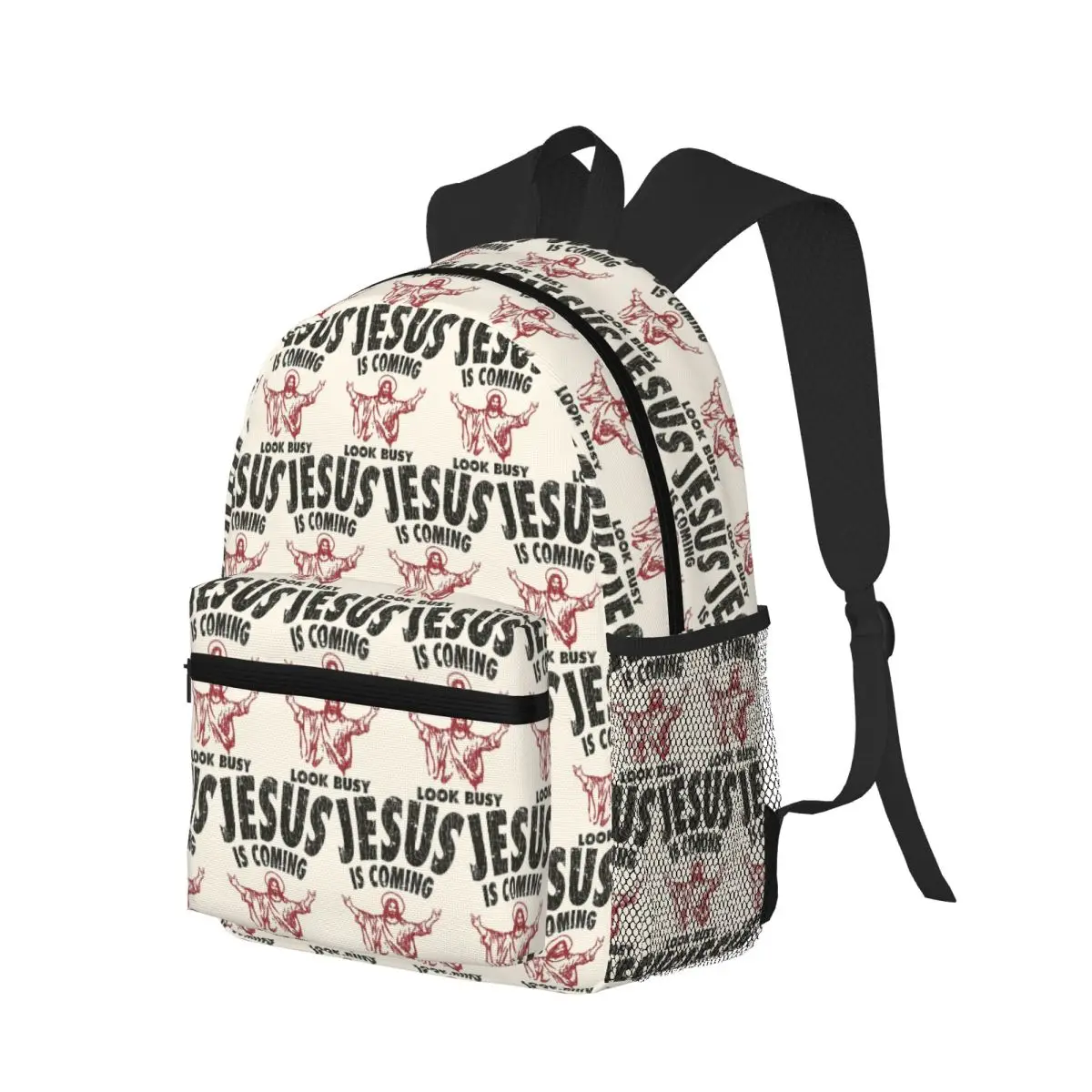 Jesus Is Coming Look Busy Student Backpack School Bag Hiking Travel Daypack for Boys Girls Bookbag Shoulder Bags