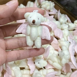 Plush Angel Bear Keychain Stuffed Animals Keyring Hanging Ornament Backpack Handbag Charm Gift for Girls Women