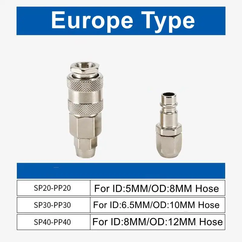 EU Type Pneumatic Fitting Quick Connector Quick Coupler PP SP 20 30 40 European Air Compressor Hose Barb Nozzles image 2