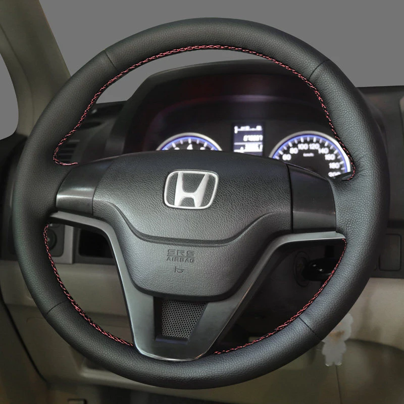 Funda de Volante Cosida a Mano Personalizada, Trenzada, de Microfibra Negra para Honda CR-V CRV 2007 2008 2009 2010 2011