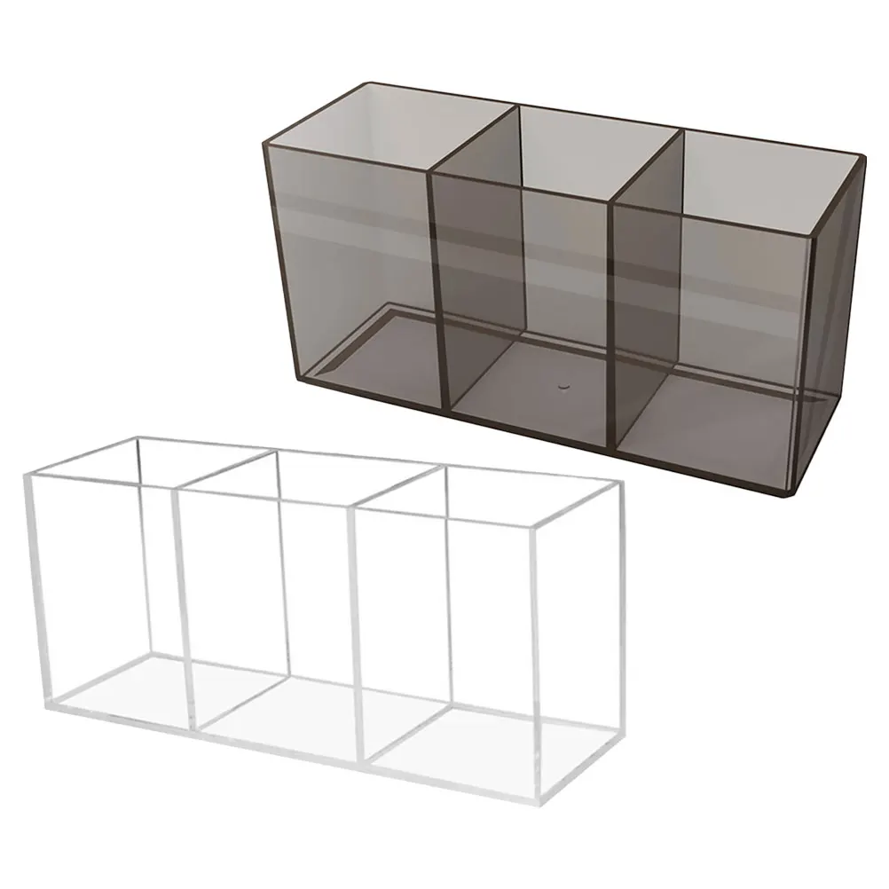 

2pcs Pen Storage Box Acrylic Desk Organizer Smooth Practical Pencil Holder Makeup Brush Container Large Capacity Student