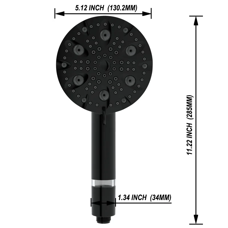 Pommeau de douche à main multifonction, haute pression, filtration avec tuyau, 10 réglages de pulvérisation, 1 ensemble