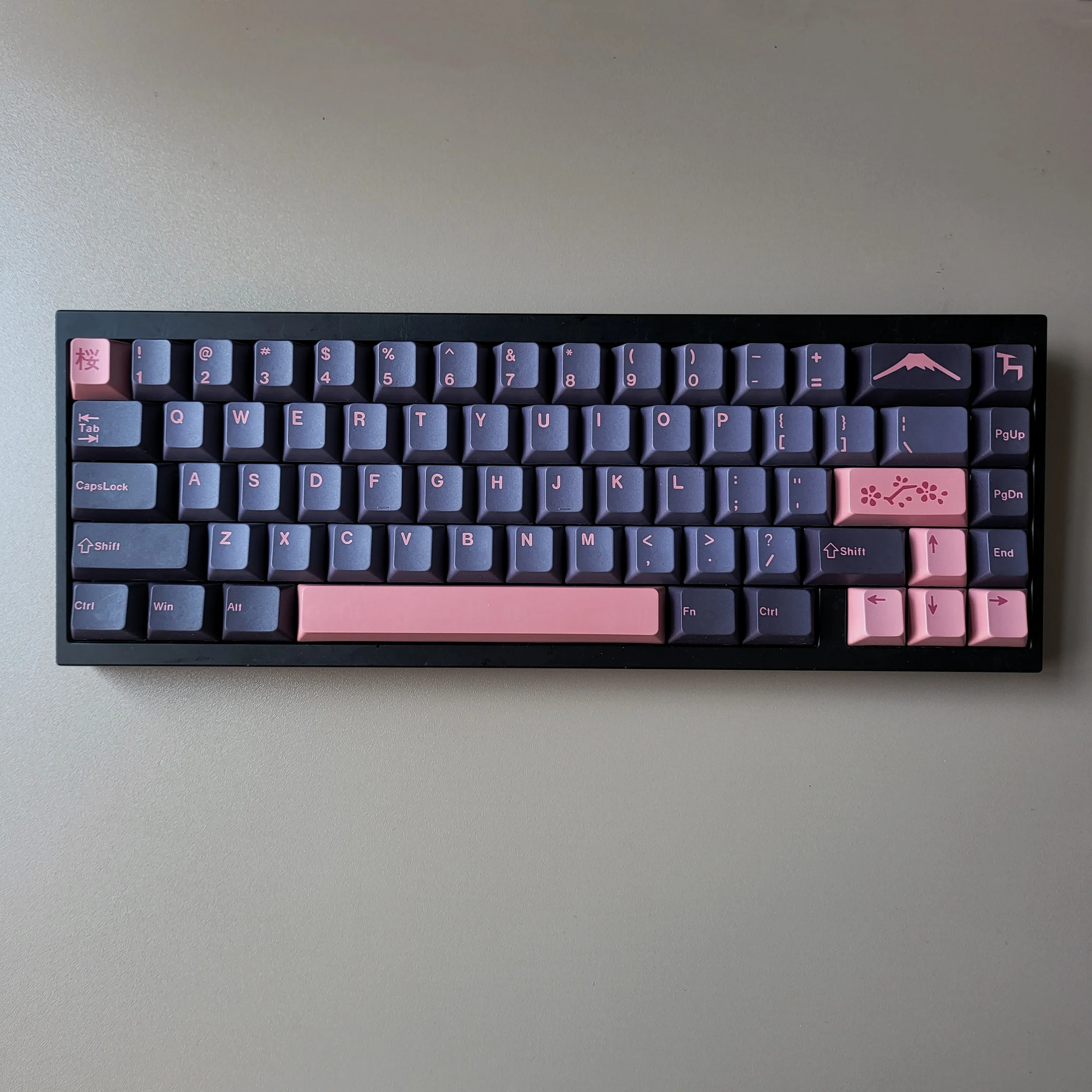 Imagem -05 - Noite Sakura Pbt Keycaps Grupo Perfil de Cereja Japonês Coreano Russo Alemão Espanhol Árabe Francês Grande Grupo Key Caps para Interruptores mx