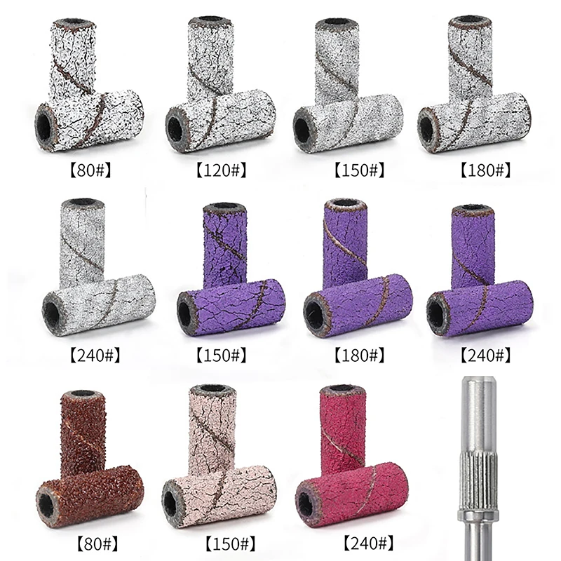 Bandes de Ponçage pour Manucure et Pédicure, Embout à Anneau de Sable Zèbre, Perceuse Électrique à Ongles, Dissolvant de Meulage, Coupeur, 80/150/180/240