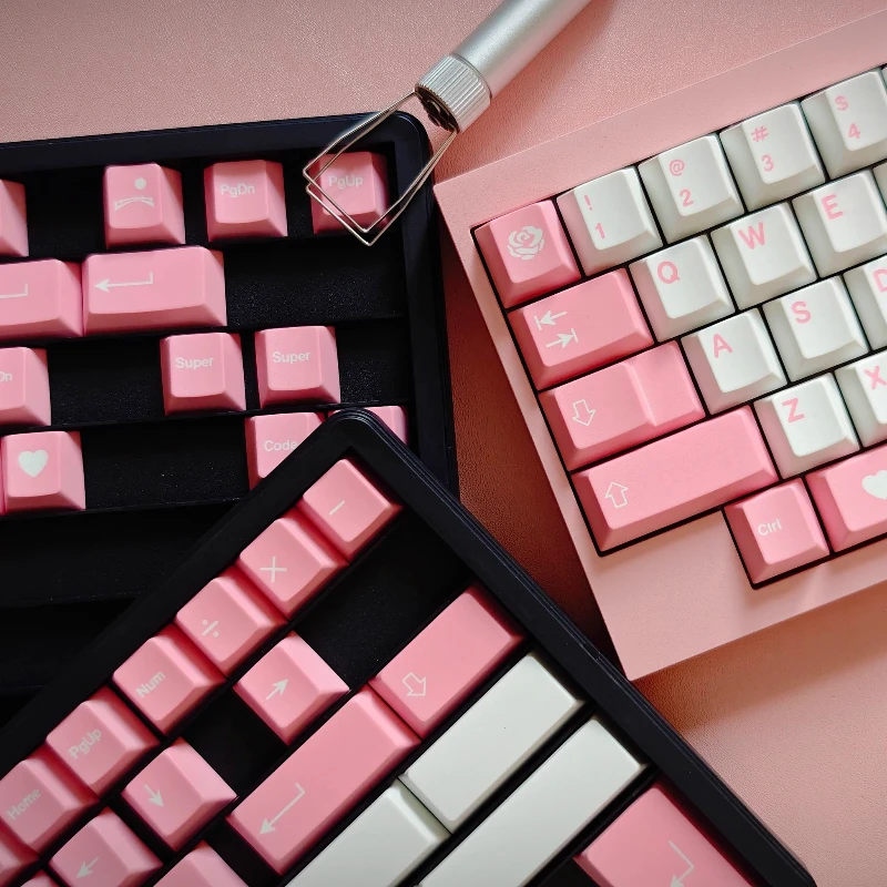 Devotion Theme Keycaps Set PBT Sublimation Cherry Profile Keycaps for Mechanical Keyboard Accessories Custom Pink Keyboard Caps