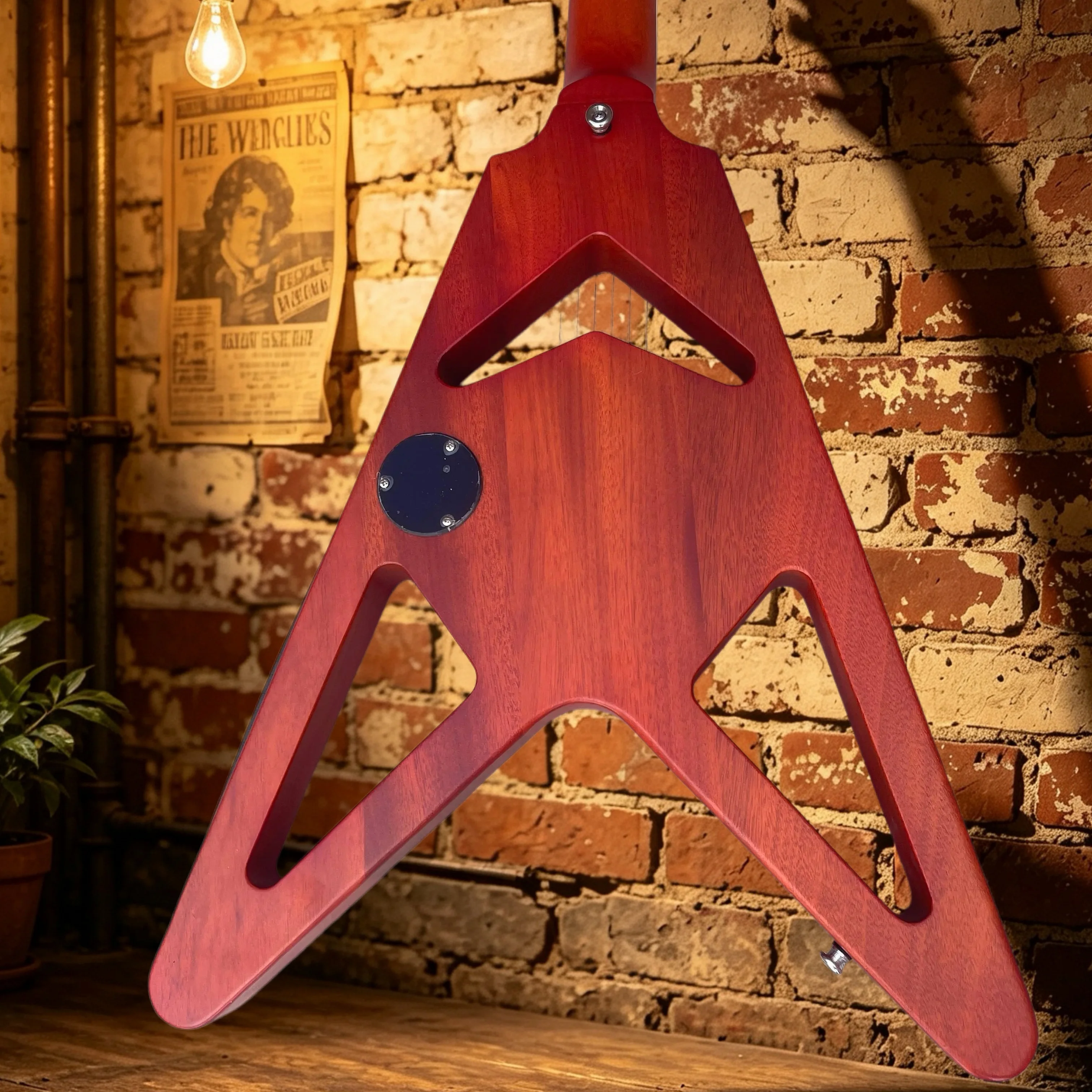 Electric Guitar V-shaped Hollowed Out Piano Body Maple Fingerboard Niche Style Fixed Bridge Free Shipping H Pickup