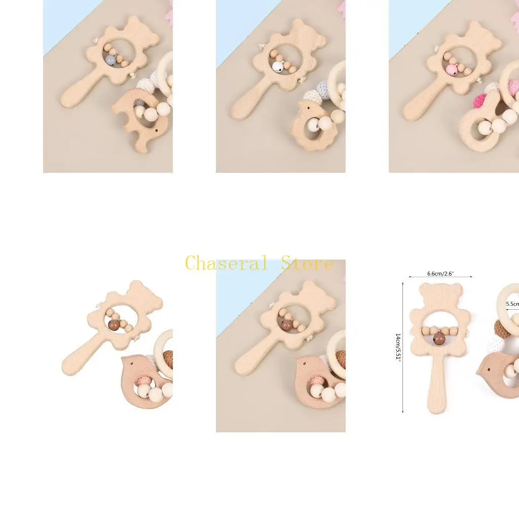 E7CE Crochet Beadbracelet Teething Relief Rattle Toy Infant Music Toy Handbell