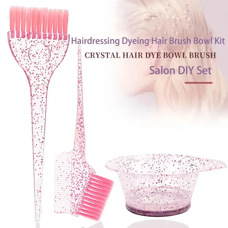 Crystal hair dye brush set, including hair dye brush and color mixing bowl, professional salon hair dye styling tool