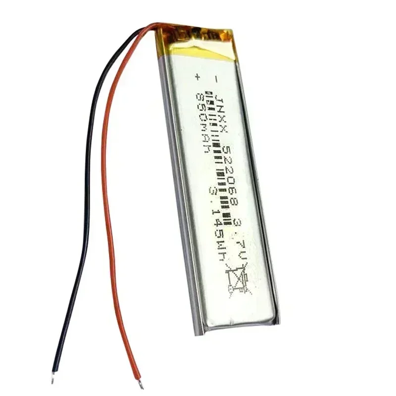 3.7V 850mAh 522068 Rechargeable Li-Polymer Battery for Small Fan Digital LED Light MP3 MP4 Electronic Scale Beauty Instrument