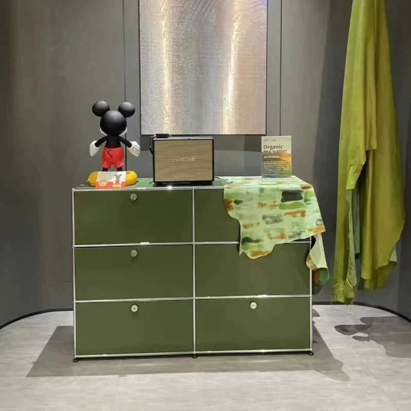 

Medieval USM module cabinet olive green dining side cabinet custom storage storage cabinet shelf living room sofa