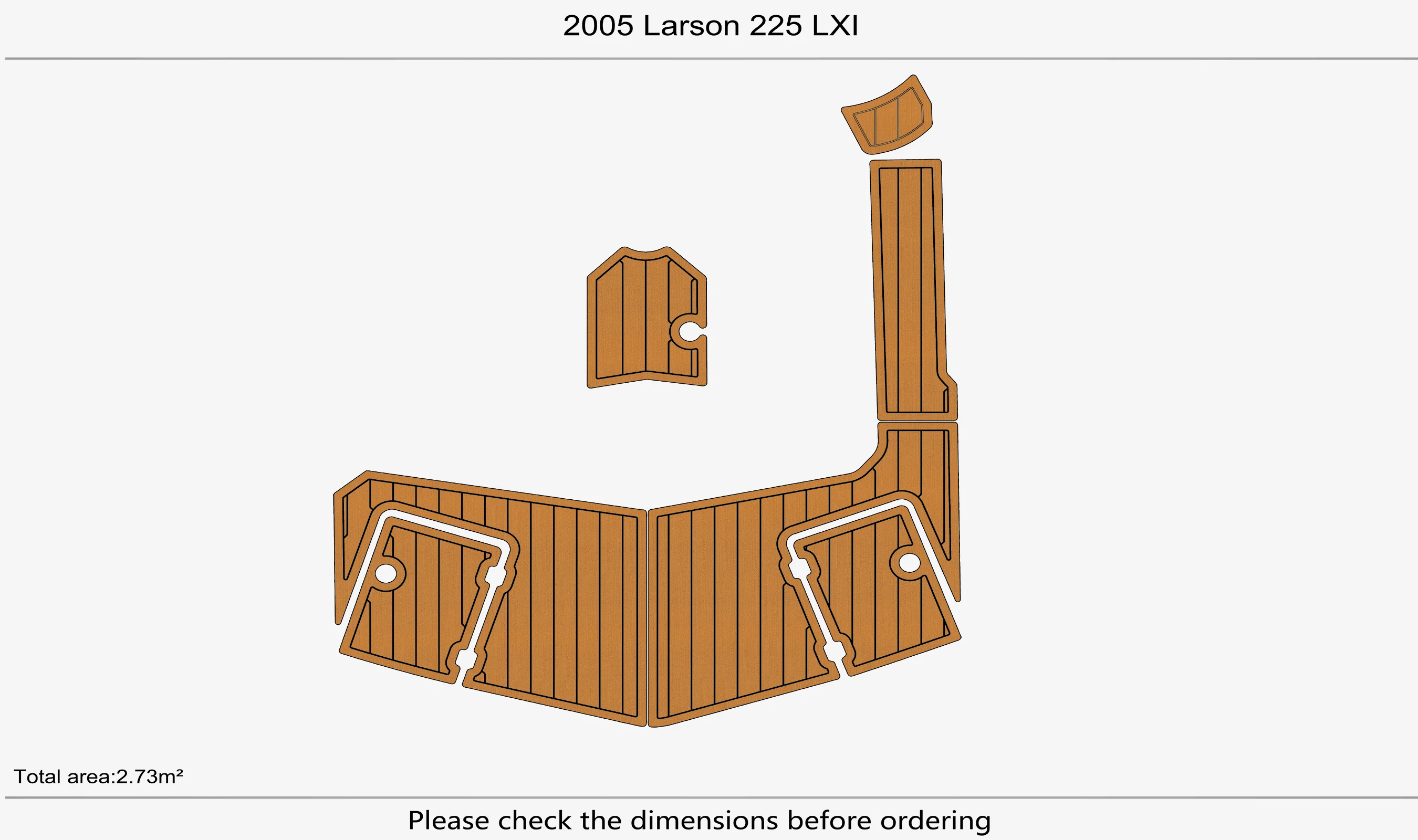 Non-Slip EVA Faux Teak Marine Mat Self-Adhesive 6mm Yacht Cockpit Pad for 2005 Larson 225 LXI Boat Decking Easy Install