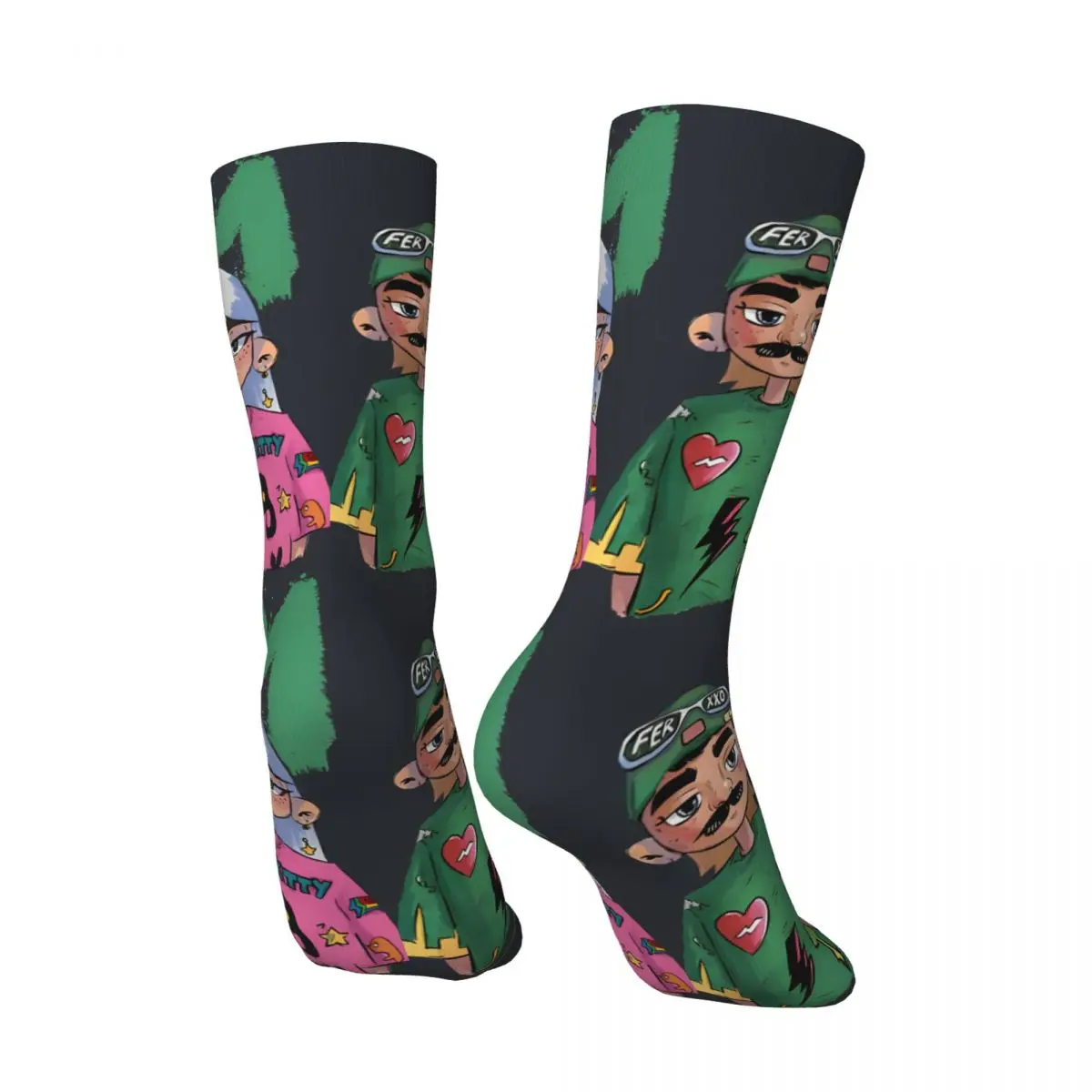 Retro Ferxxo Tour 2024 Ferxxocalipsis World Tour calzini a compressione da uomo Unisex Ferxxo Street Style Pattern stampato Crew Sock