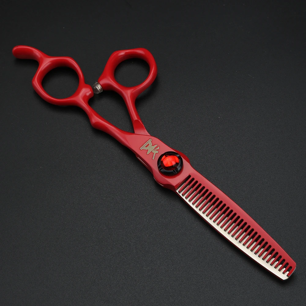 XUANFENG 6 inch Ruby Hair Scissors Barber's Completely red Cutting Scissors and thinning Scissors 440c
