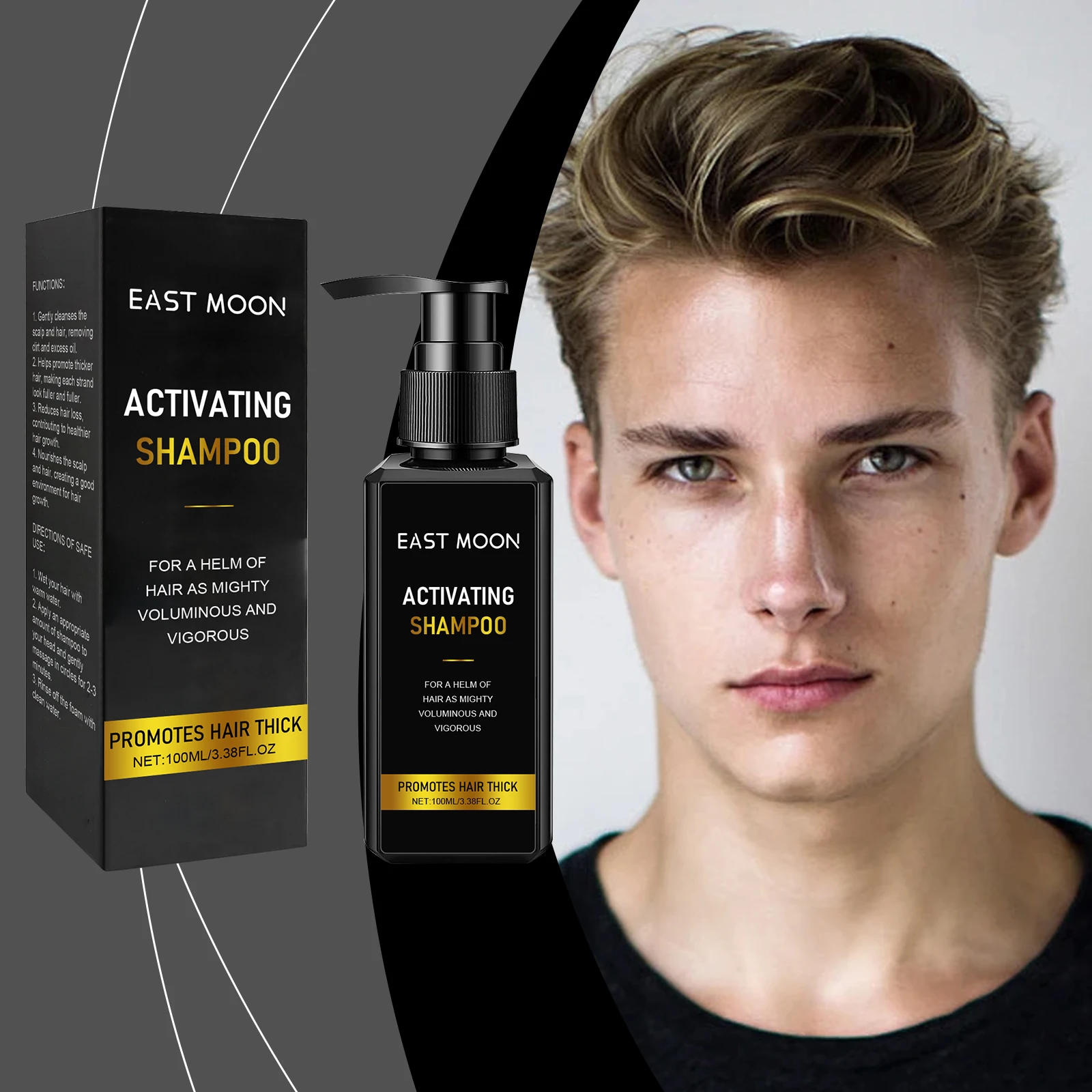 

East moon Men's Oil Control Dandruff Shampoo Ginger Root Scalp Care Cleansing Shampoo repairs damaged hair roots