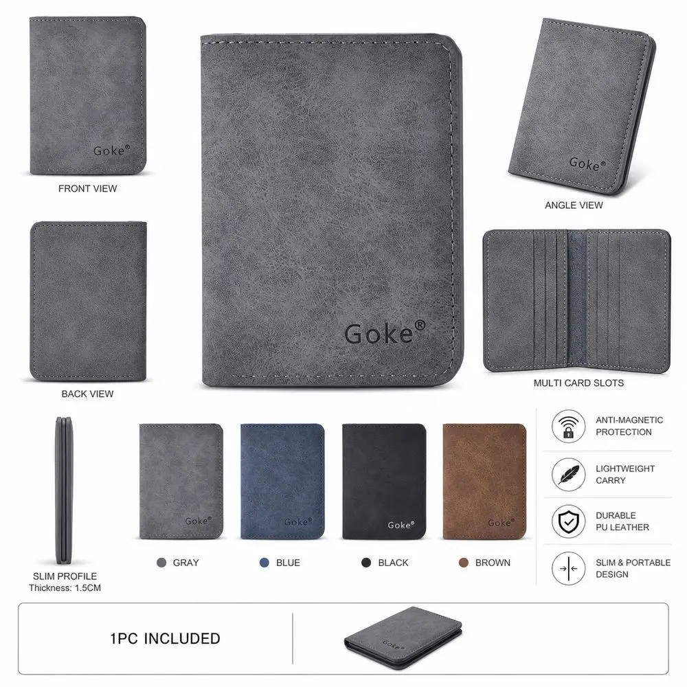 Slim Profile Men's Card Holder Multi Card Slots Anti-Magnetic Driver's License Holder Multifunctional Mini Size Mini Wallet