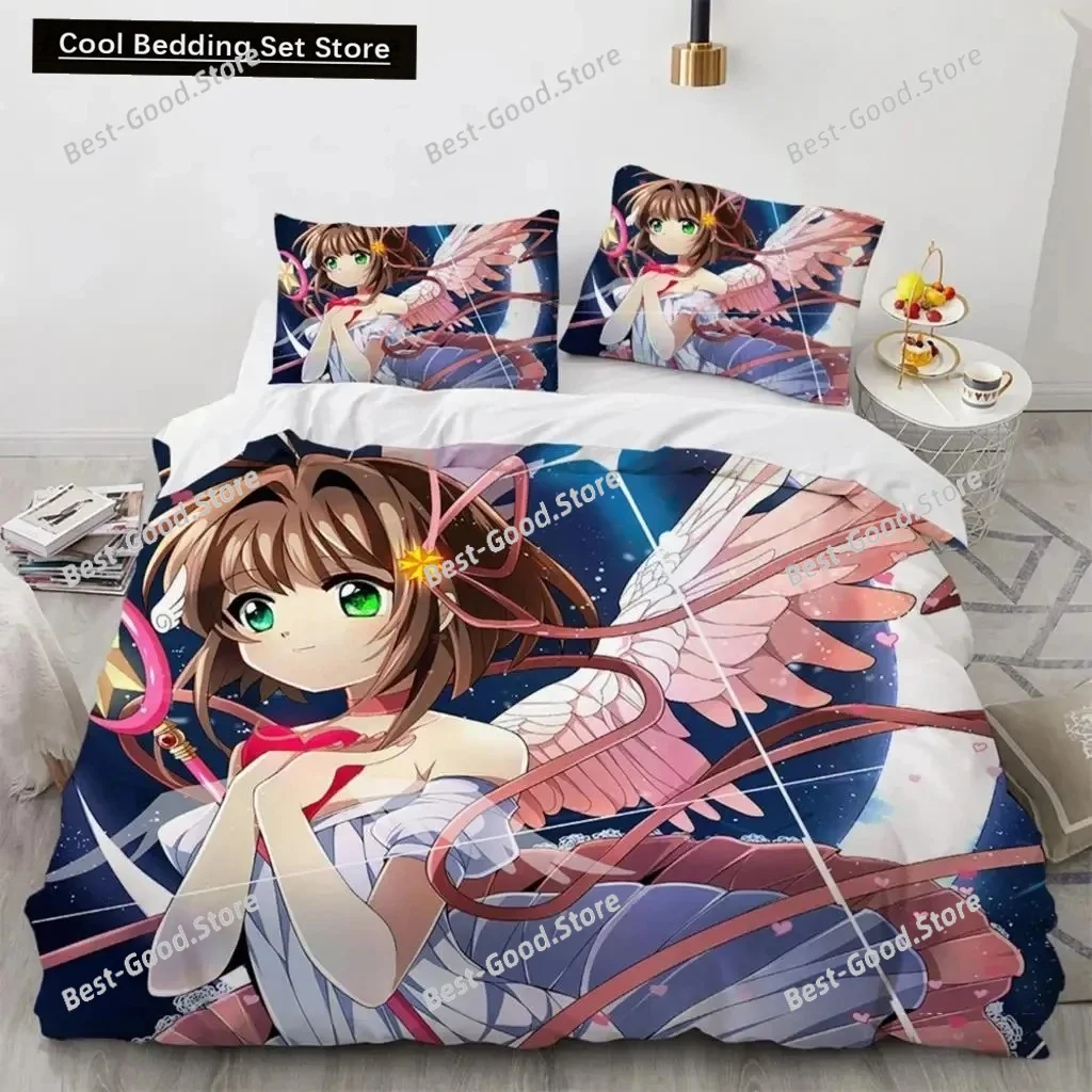 Anime Cardcaptor Sakura Bedding Set,Duvet Cover Comforter Bed Set Quilt Cover Pillowcase,King Queen Twin Size Boys Girls Adults