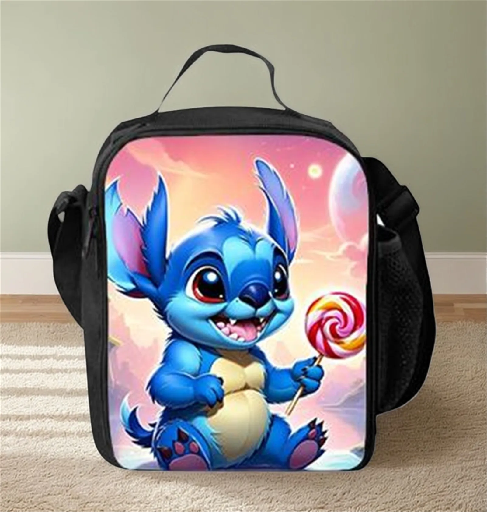 Student Insulated Lunch Bag Durable Lunch Tote-Stitch Cartoon Cooler Bag for Kid,Boy,Girl