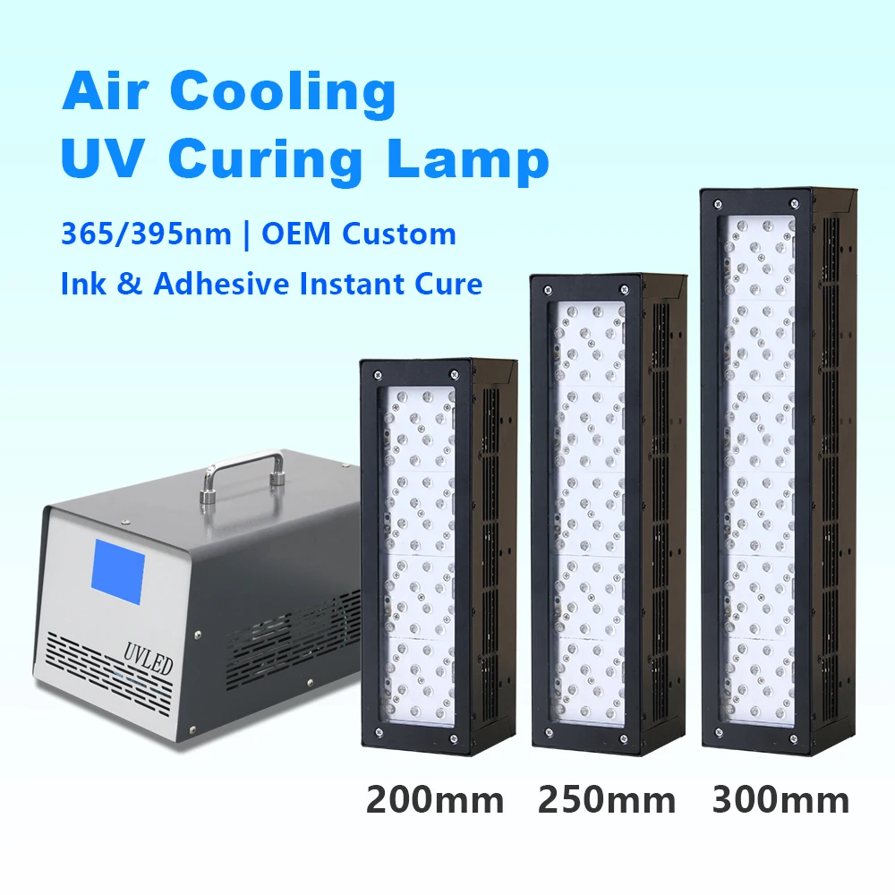 200x50mm 365/395/405nm Air Cooled UV LED Curing Lamp For Screen Printing PET & PP Plastic Drink Cups