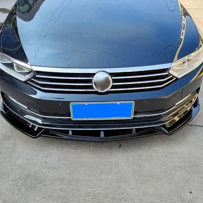 For Volkswagen Passat B8 2014-2019 High Quality Glossy Black Carbon Look Car Front Bumper Lip Diffuser Spoiler Splitter Body Kit