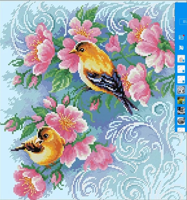 

Набор для вышивания крестиком из специальной ткани из чистого хлопка, белый цвет - Романтические картины с цветами и птицами.