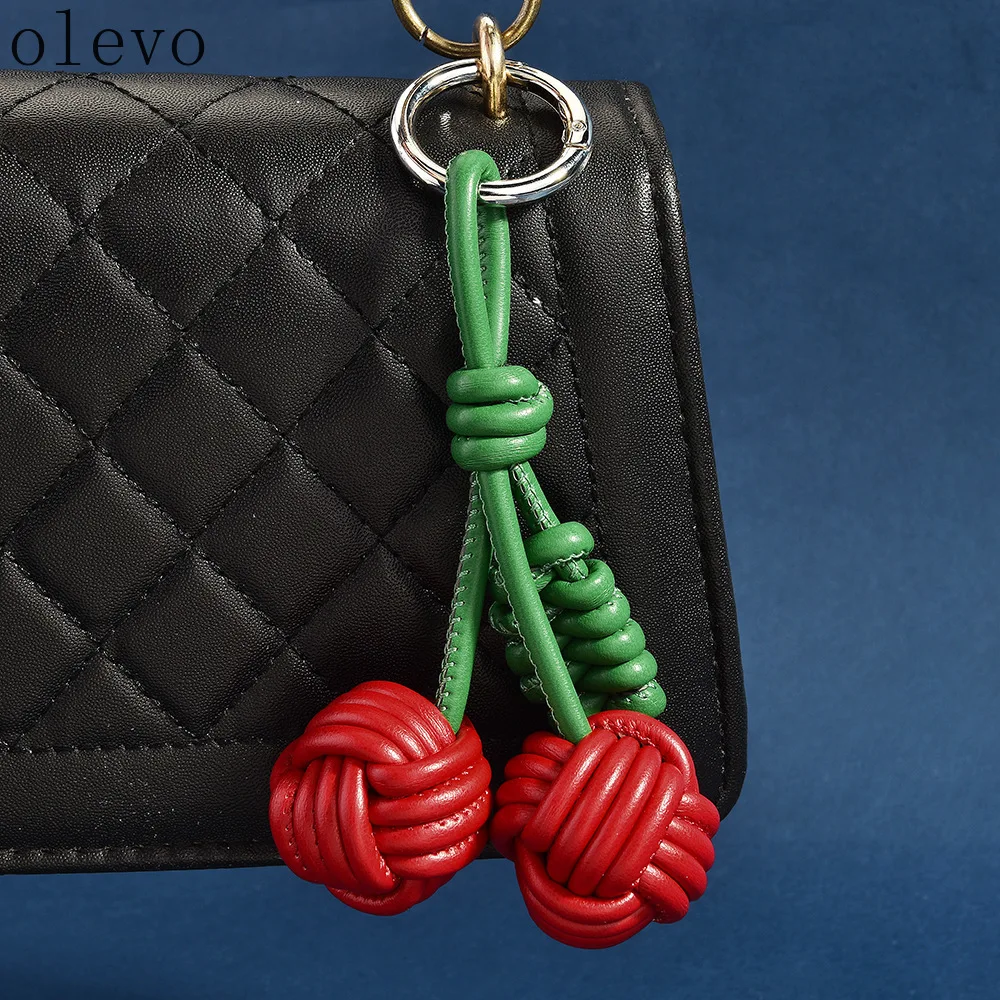 New Fashion Woven Cherry Personalized Bag Accessories Delicate Cute Woven Ball Bag Decoration Women's Bag Pendant Holiday Gifts