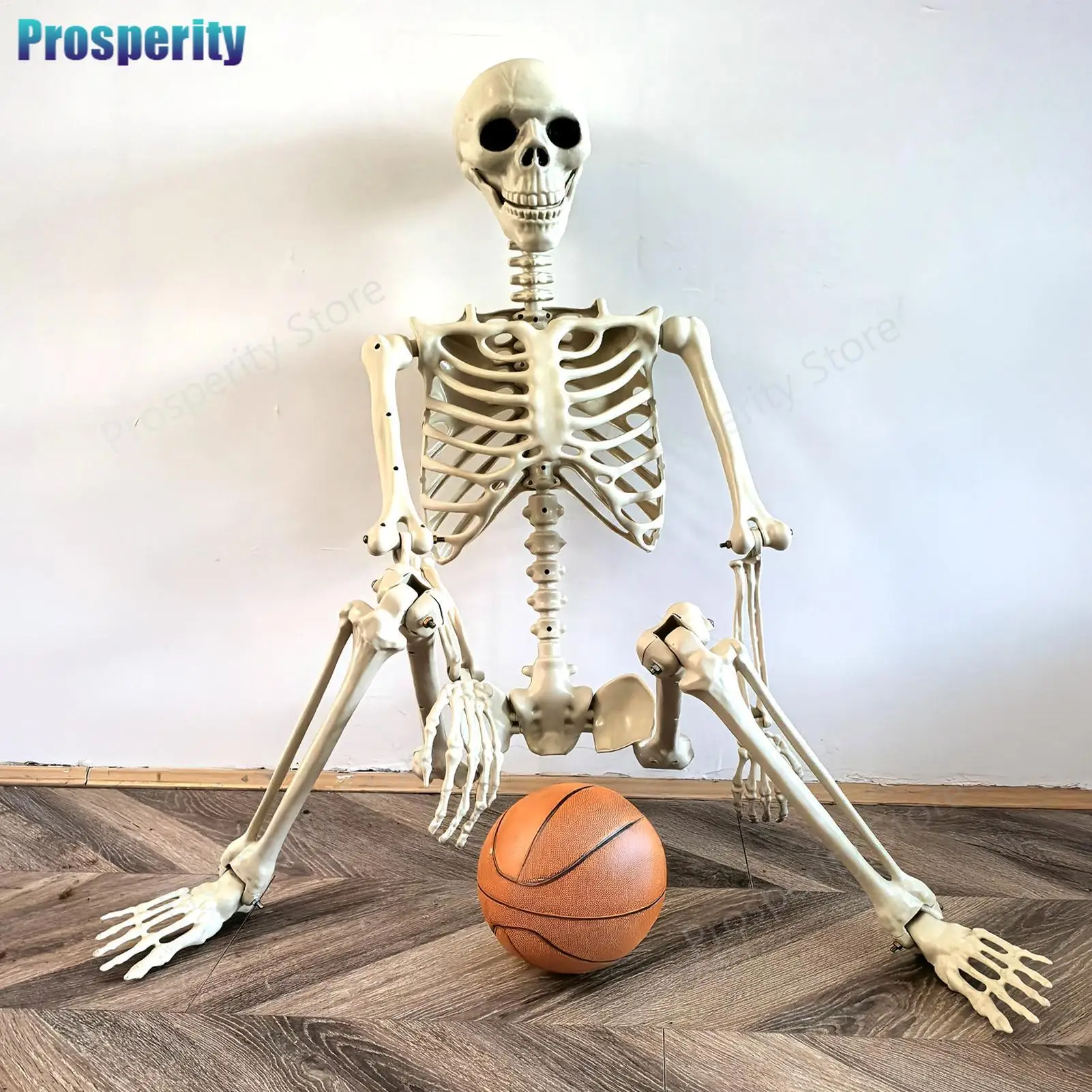 Halloween realistische Körperknochen lebensgroßes menschliches Skelett mit beweglichen Gelenken Simulation Schädel Ornament Spukhaus Horror Requisiten