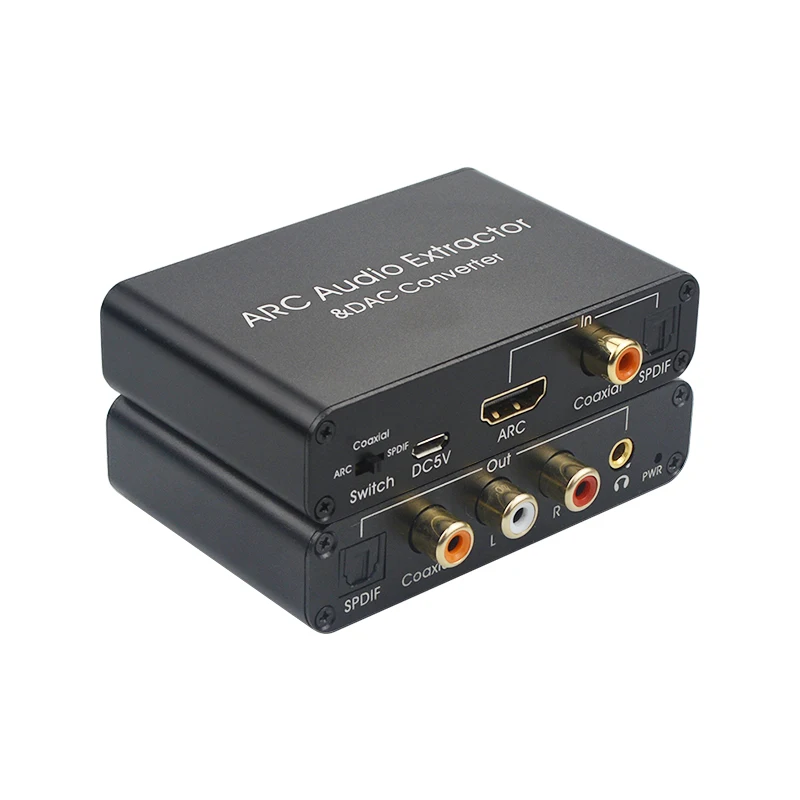 Adapter Audio łuku 192KHz ekstraktor dźwięku HDMI cyfrowe do analogowy konwerter Audio DAC SPDIF koncentryczne wyjście Jack RCA 3.5mm