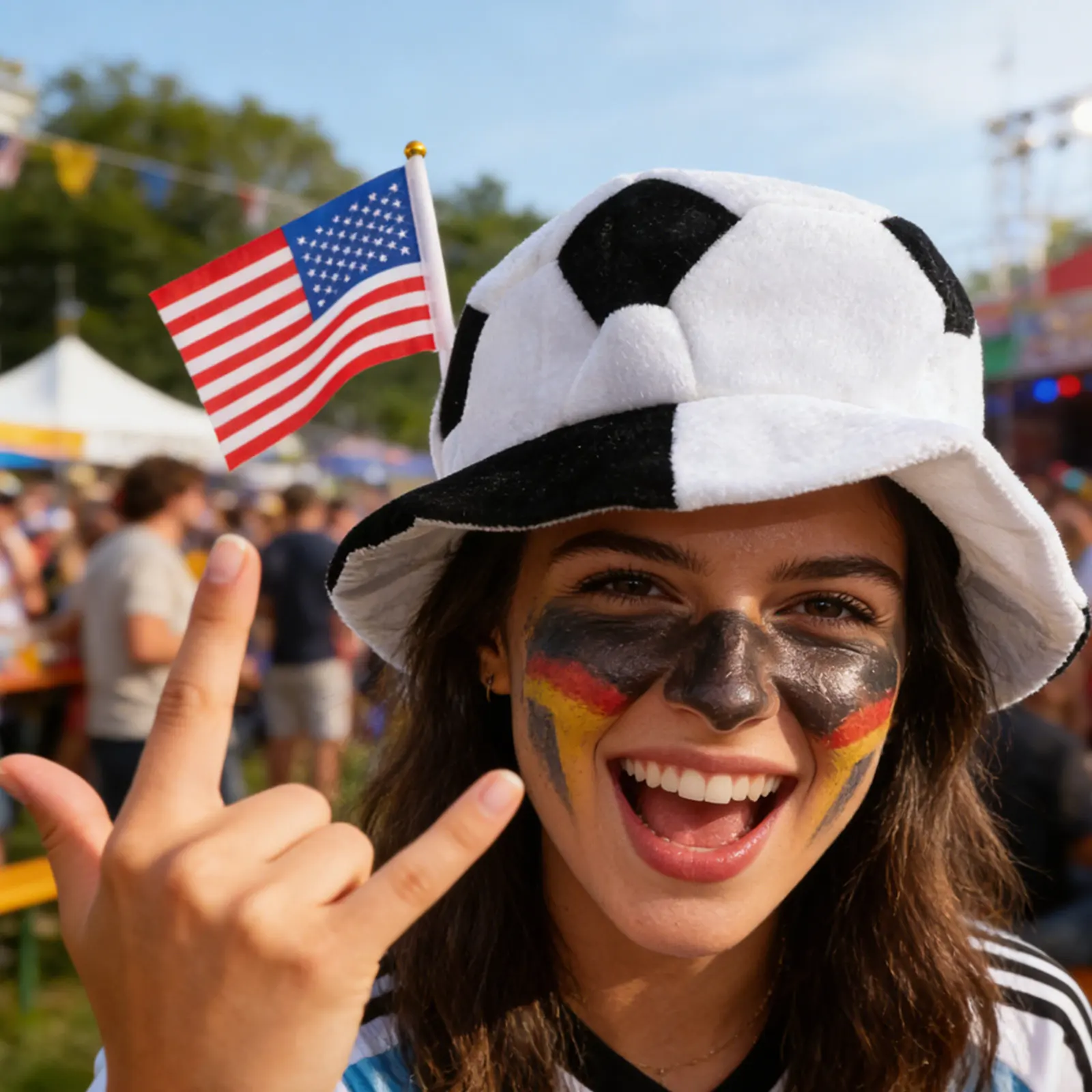 

Soccer Ball Hat America Flag Football Party Headwear Carnival Costume Game Day Accessories Sports Fan Novelty Football Funny Hat
