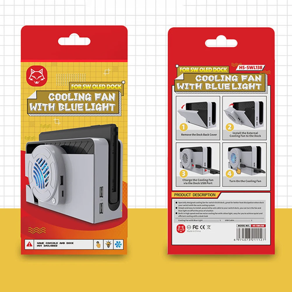 قاعدة تبريد وحدة التحكم في الألعاب، مروحة تبريد LED مع مشعاع محطة إرساء الضوء لملحقات نينتندو سويتش OLED #1